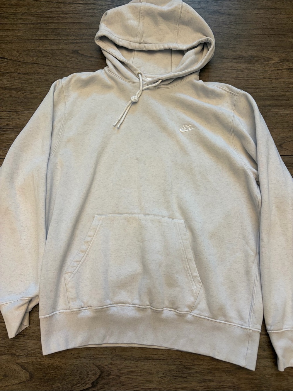 Nike Light Gray Pullover Hoodie with Embroidered Logo